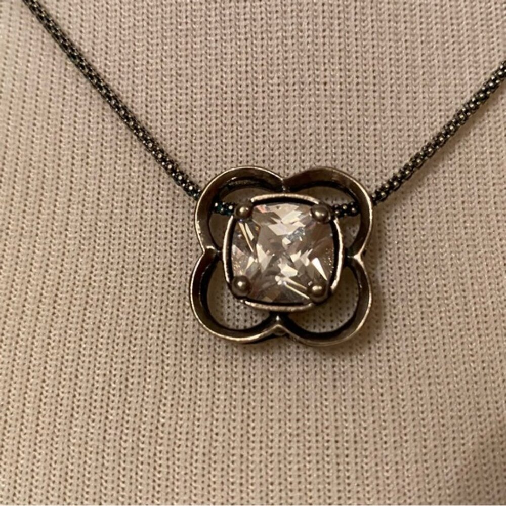 SILPADA NECKLACE STERLING SILVER 925 POPCORN CHAIN 16” CZ FLOWER PENDANT N1411 - Picture 2 of 11